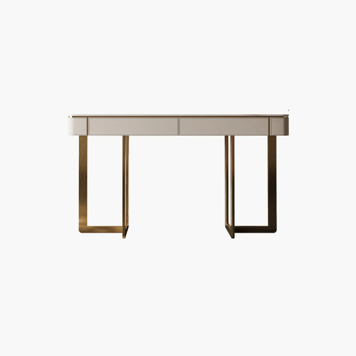 Metal Double Pedestal Stone Orange Storage Console Table Image - 21