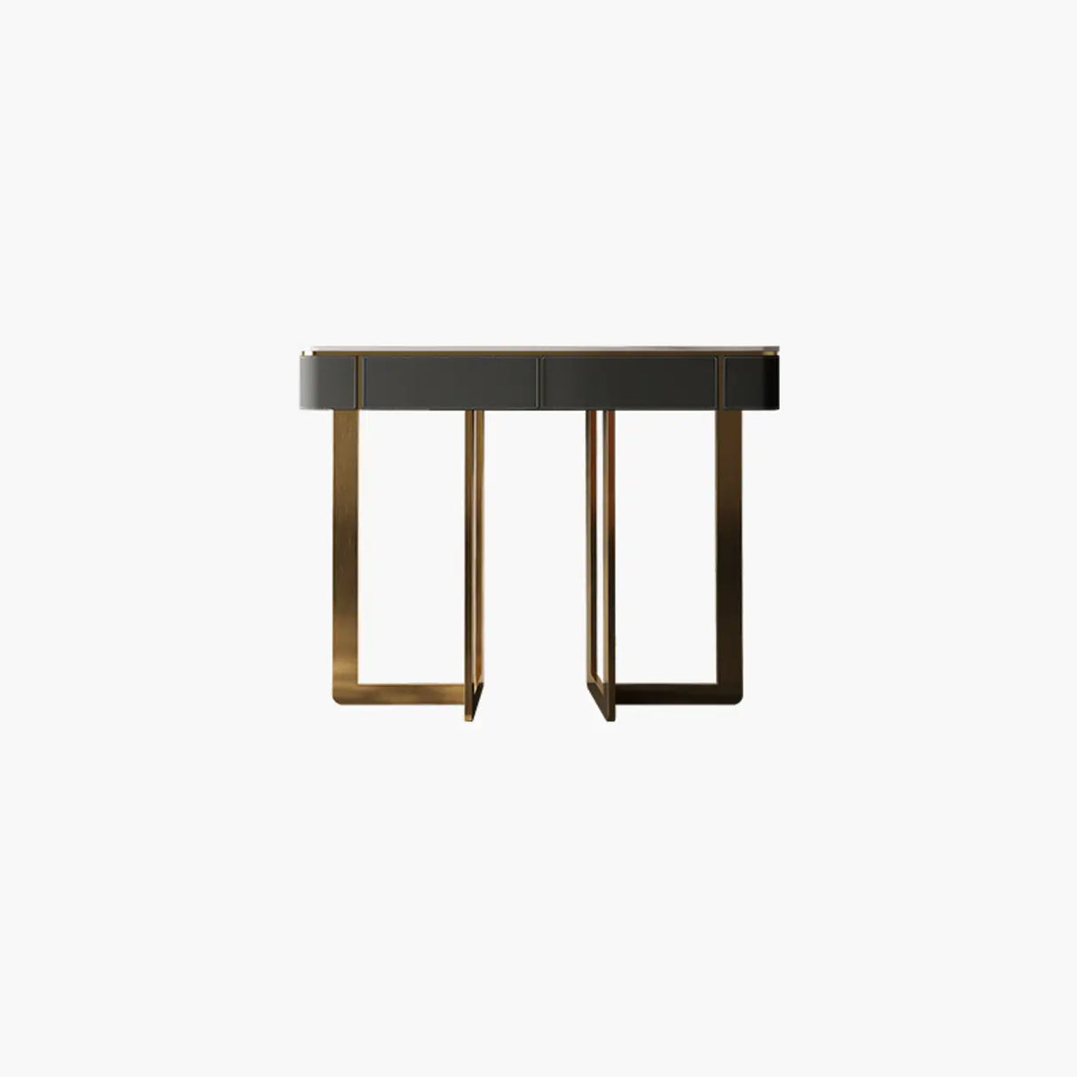 Metal Double Pedestal Stone Orange Storage Console Table Image - 22