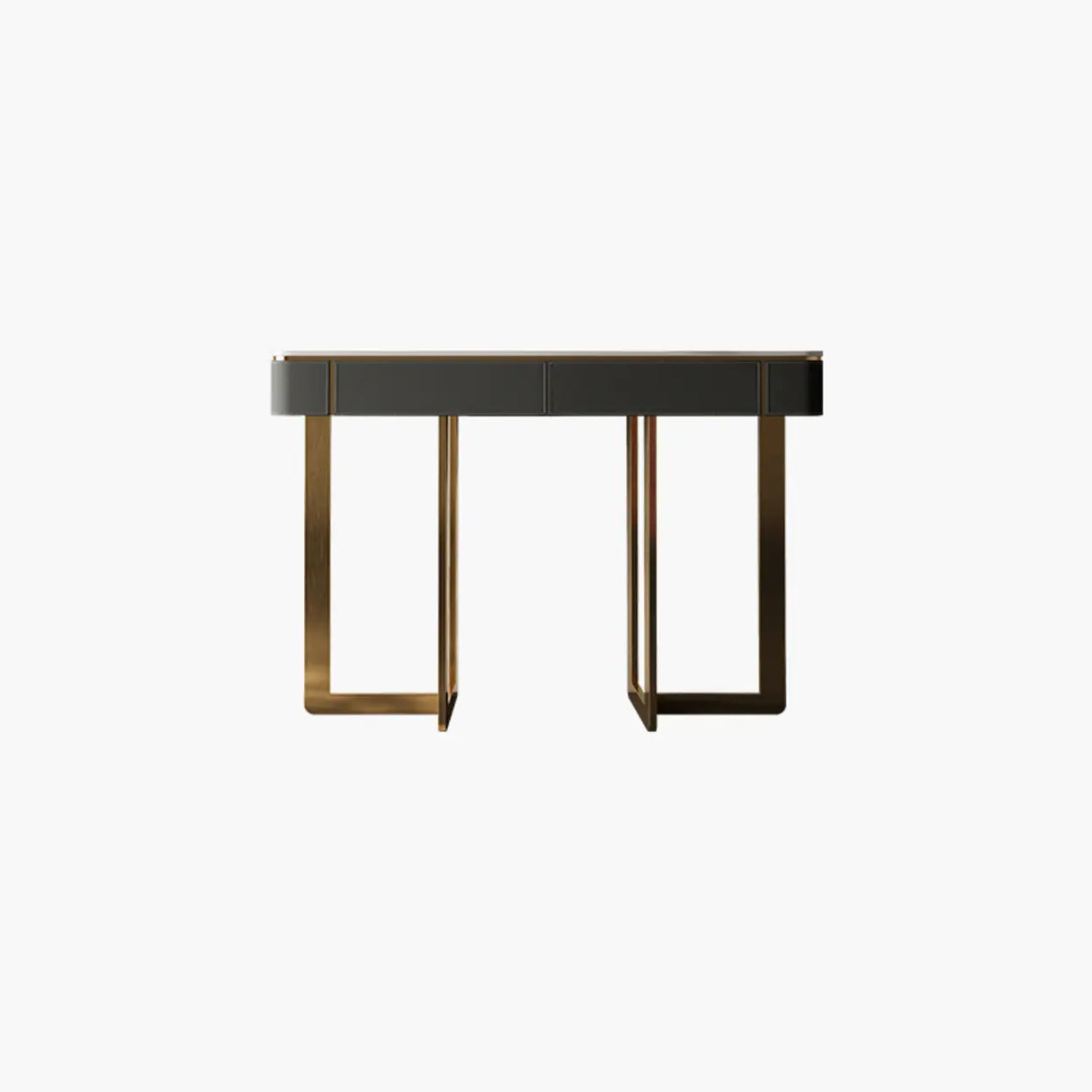 Metal Double Pedestal Stone Orange Storage Console Table Image - 23