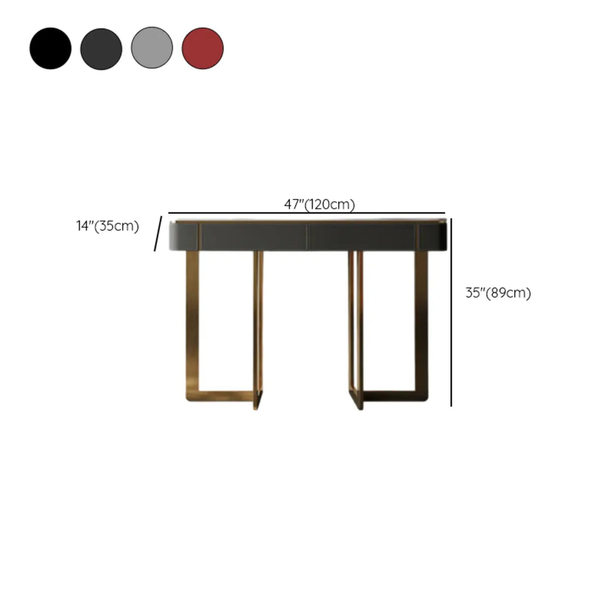 Metal Double Pedestal Stone Orange Storage Console Table Image - 27
