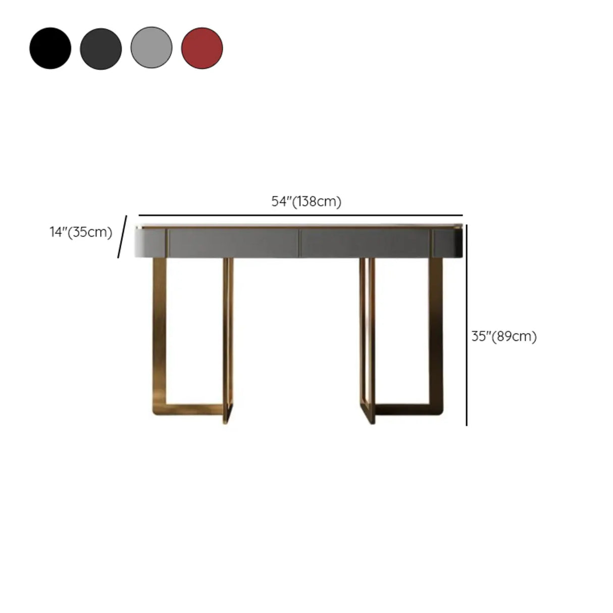Metal Double Pedestal Stone Orange Storage Console Table Image - 28