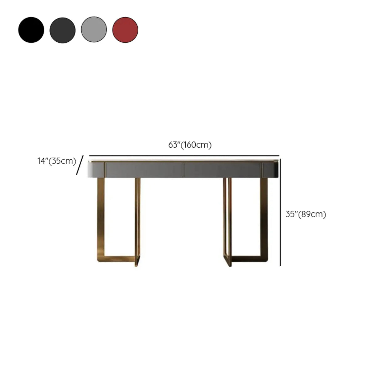 Metal Double Pedestal Stone Orange Storage Console Table Image - 29