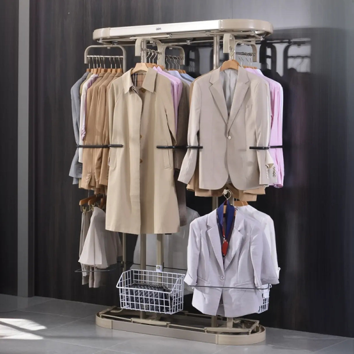 Metal Frame Gold Freestanding Multi-Tier Coat Rack Image - 10