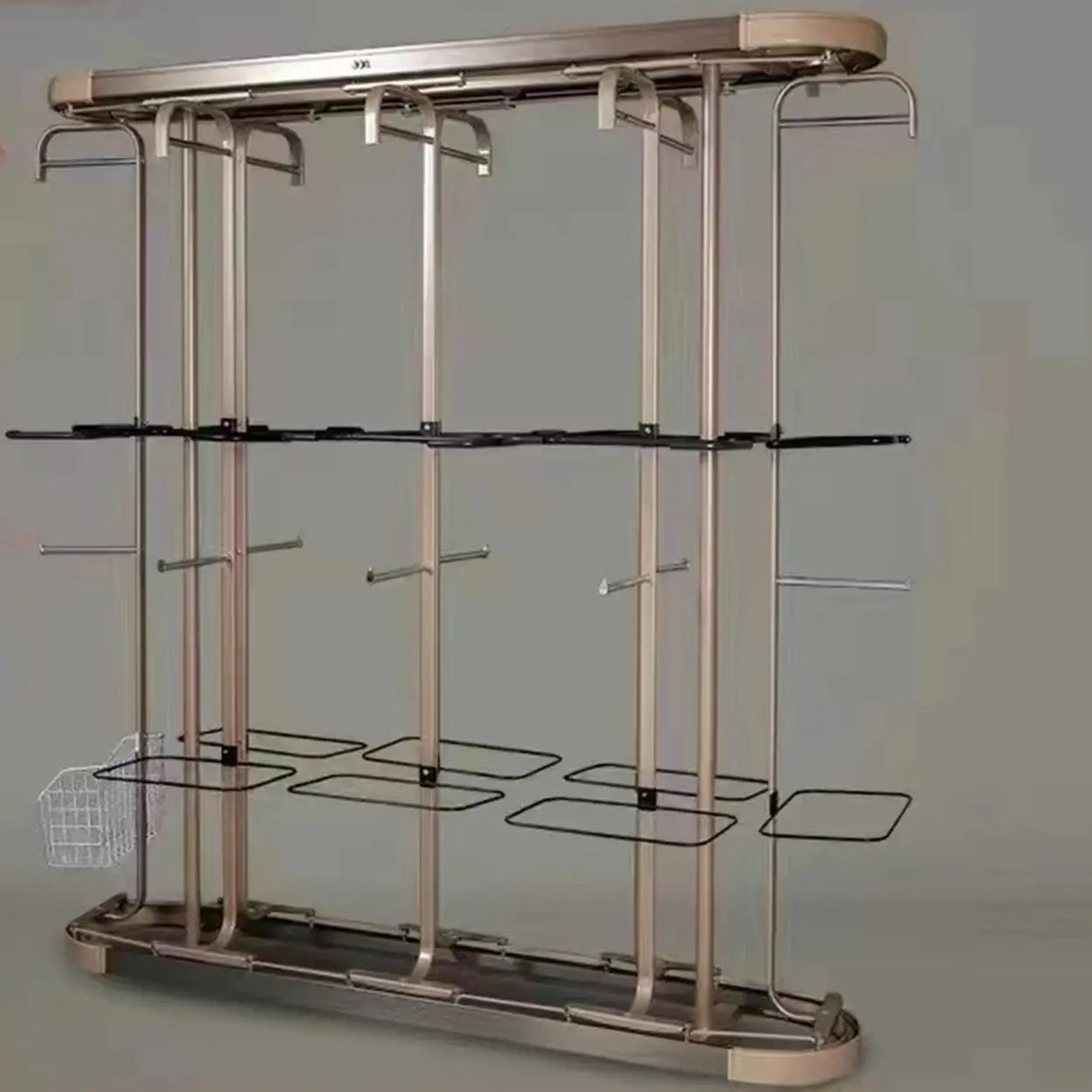 Metal Frame Gold Freestanding Multi-Tier Coat Rack Image - 11