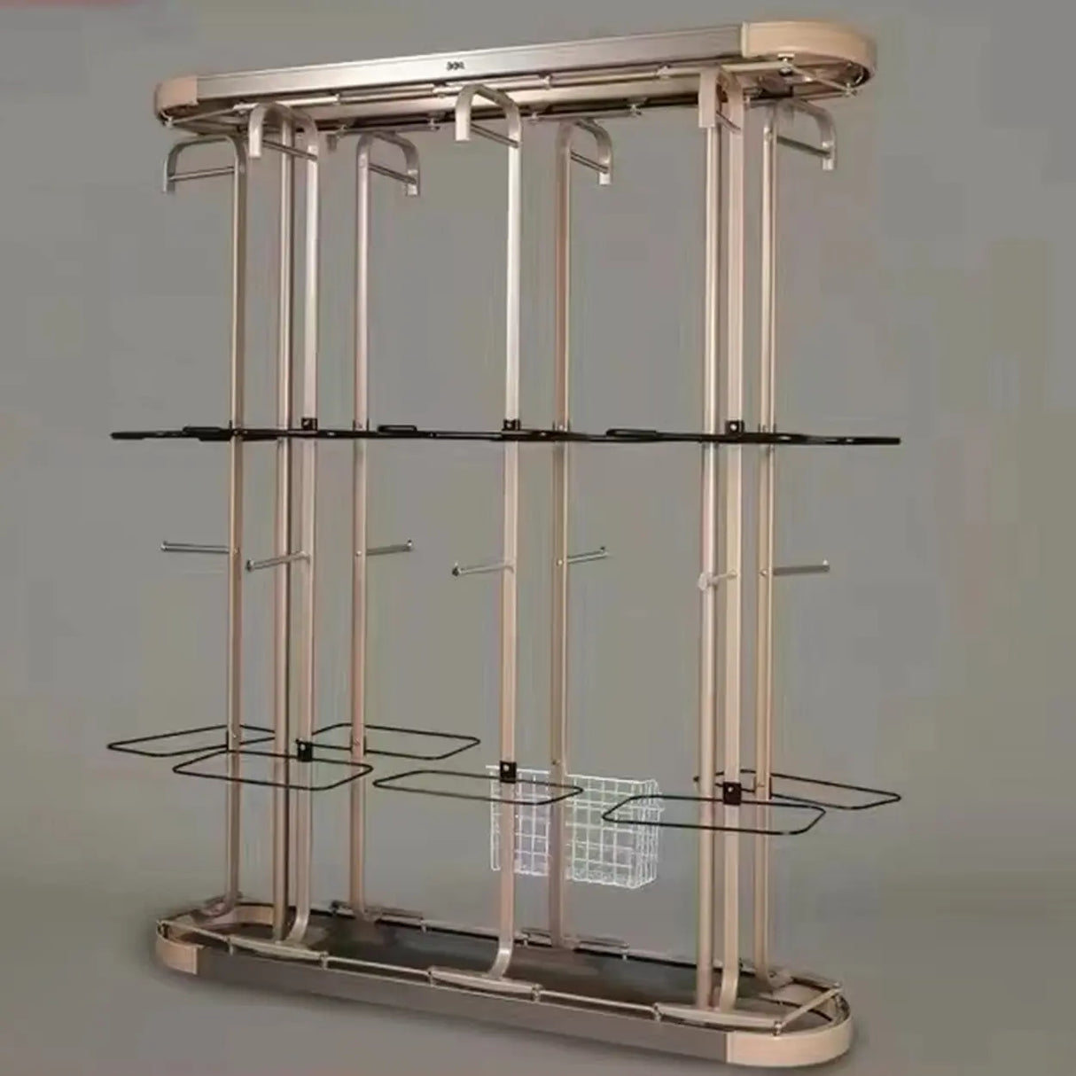 Metal Frame Gold Freestanding Multi-Tier Coat Rack Image - 13