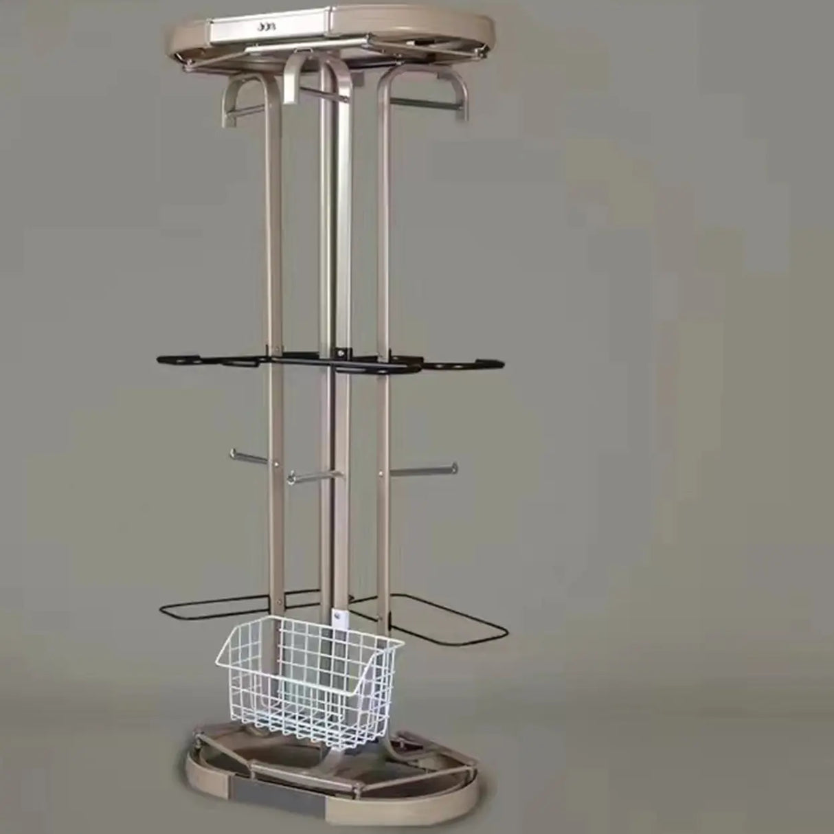 Metal Frame Gold Freestanding Multi-Tier Coat Rack Image - 2