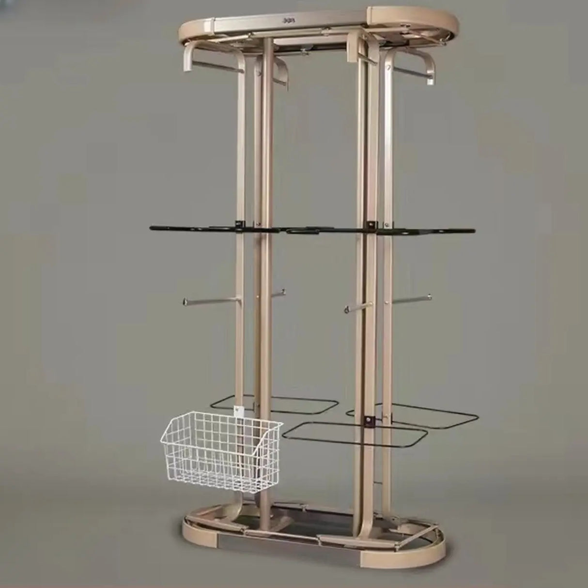 Metal Frame Gold Freestanding Multi-Tier Coat Rack Image - 3