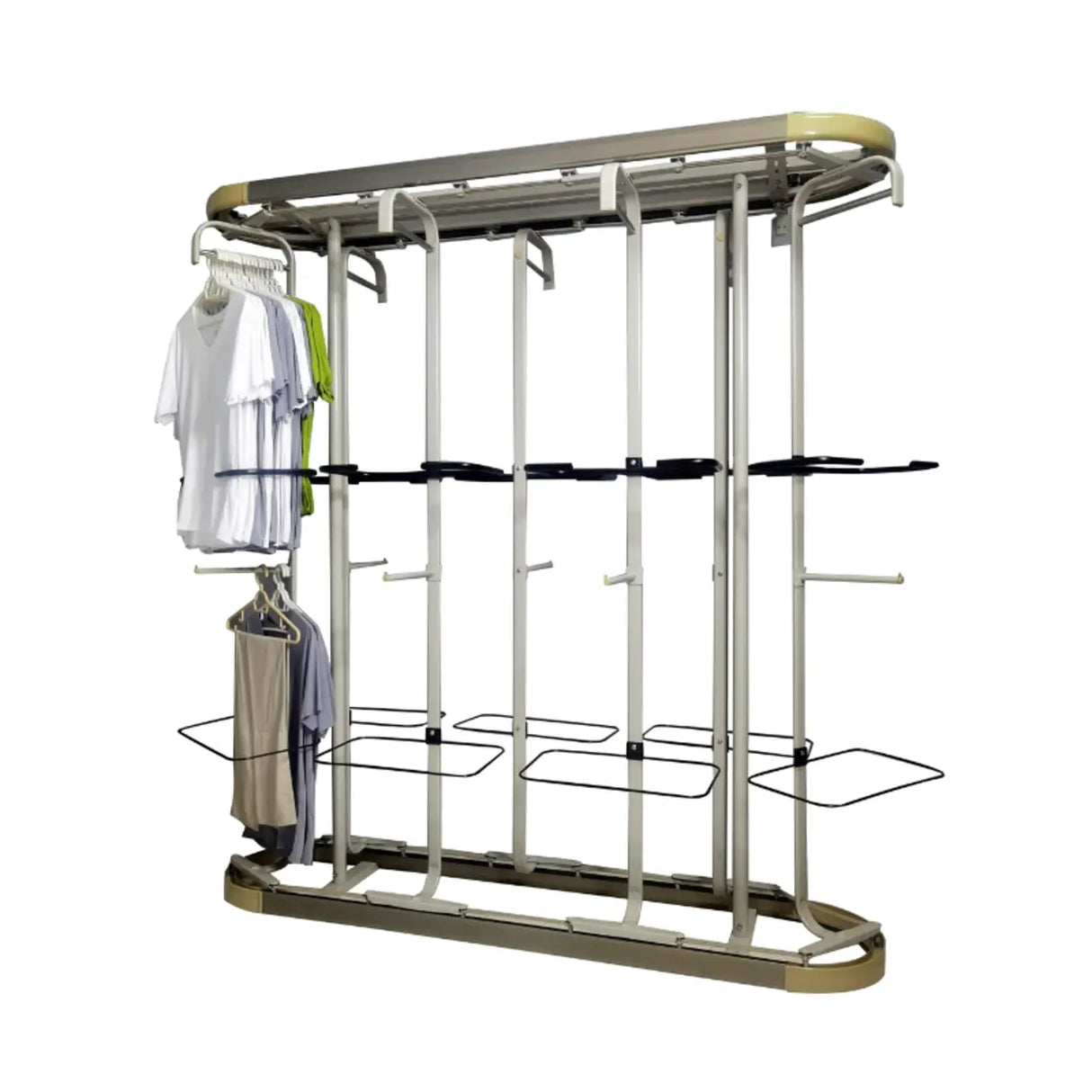Metal Frame Gold Freestanding Multi-Tier Coat Rack Image - 4
