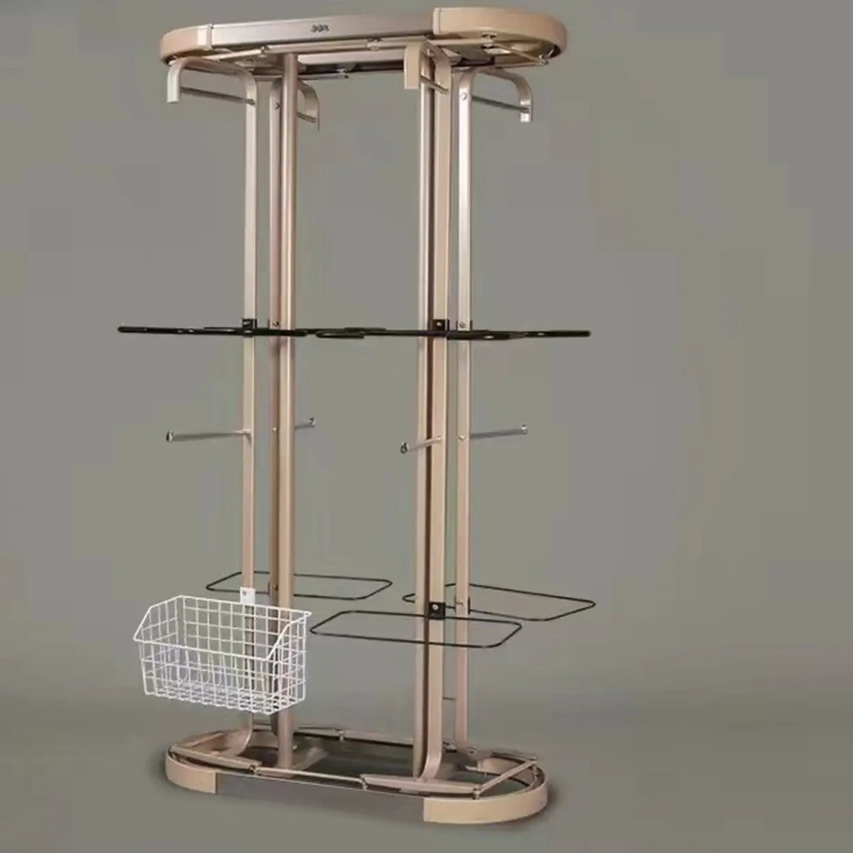 Metal Frame Gold Freestanding Multi-Tier Coat Rack Image - 5