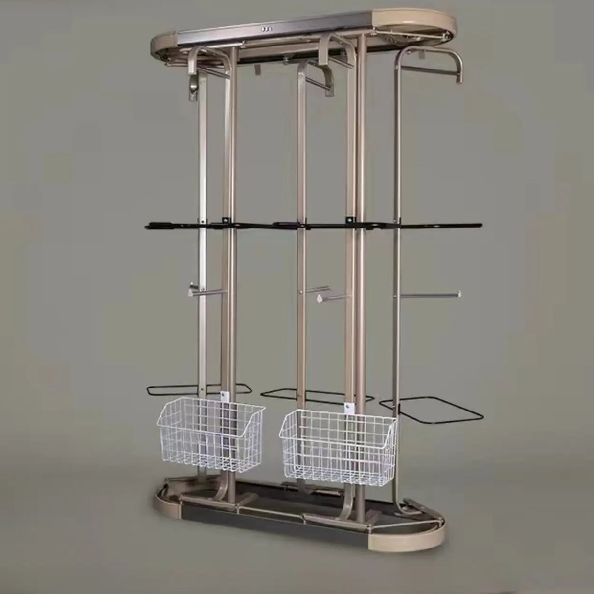 Metal Frame Gold Freestanding Multi-Tier Coat Rack Image - 7