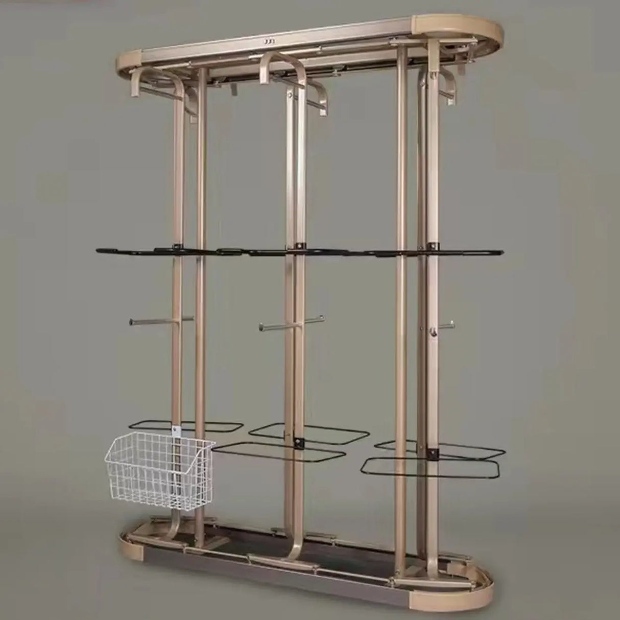 Metal Frame Gold Freestanding Multi-Tier Coat Rack Image - 9