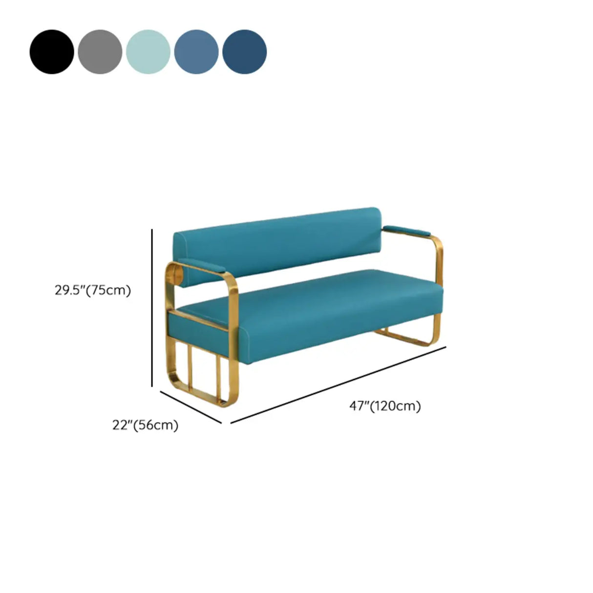 Metal Frame Reception Loveseat in Black Finish