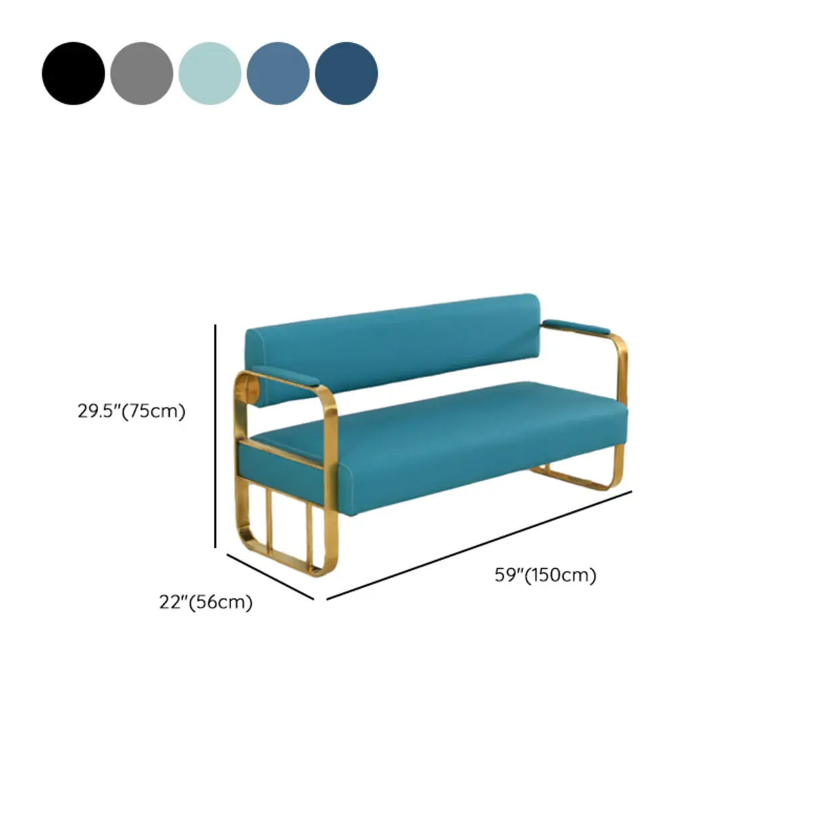 Metal Frame Reception Loveseat in Black Finish Image - 11