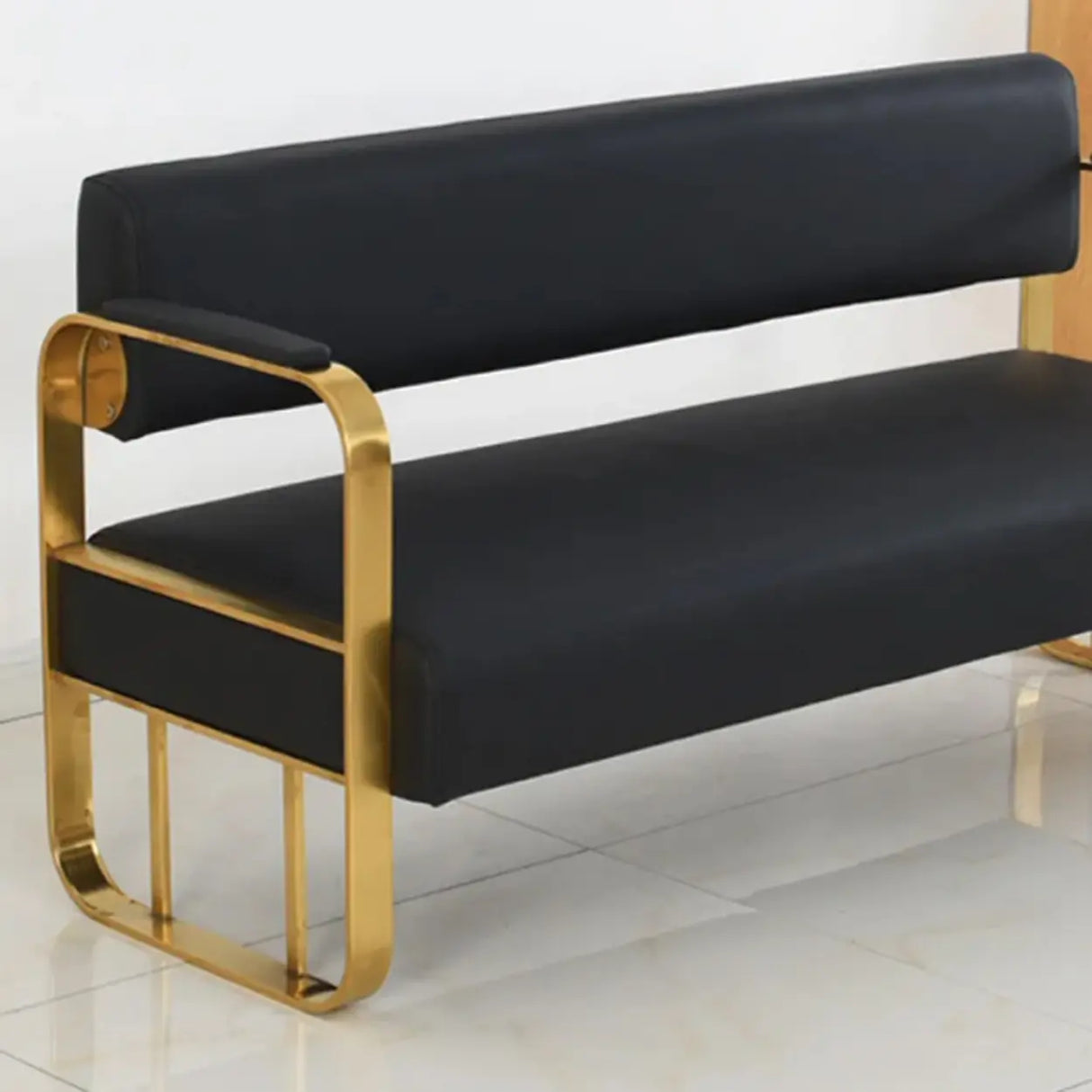 Metal Frame Reception Loveseat in Black Finish Image - 4
