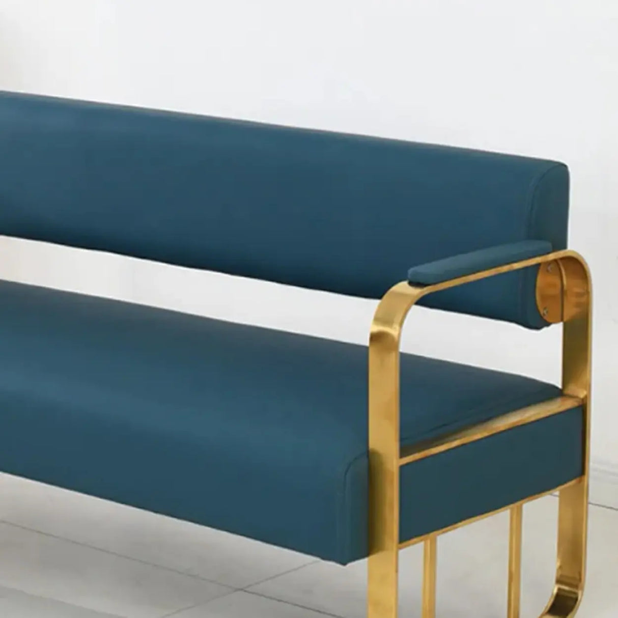 Metal Frame Reception Loveseat in Black Finish Image - 8