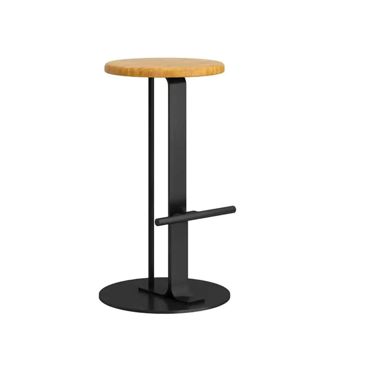 Metal Frame Round Backless Bar Stool with Footrest Image - 11
