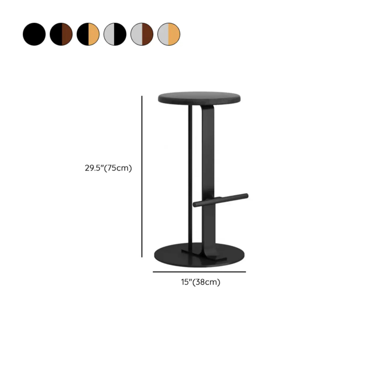 Metal Frame Round Backless Bar Stool with Footrest