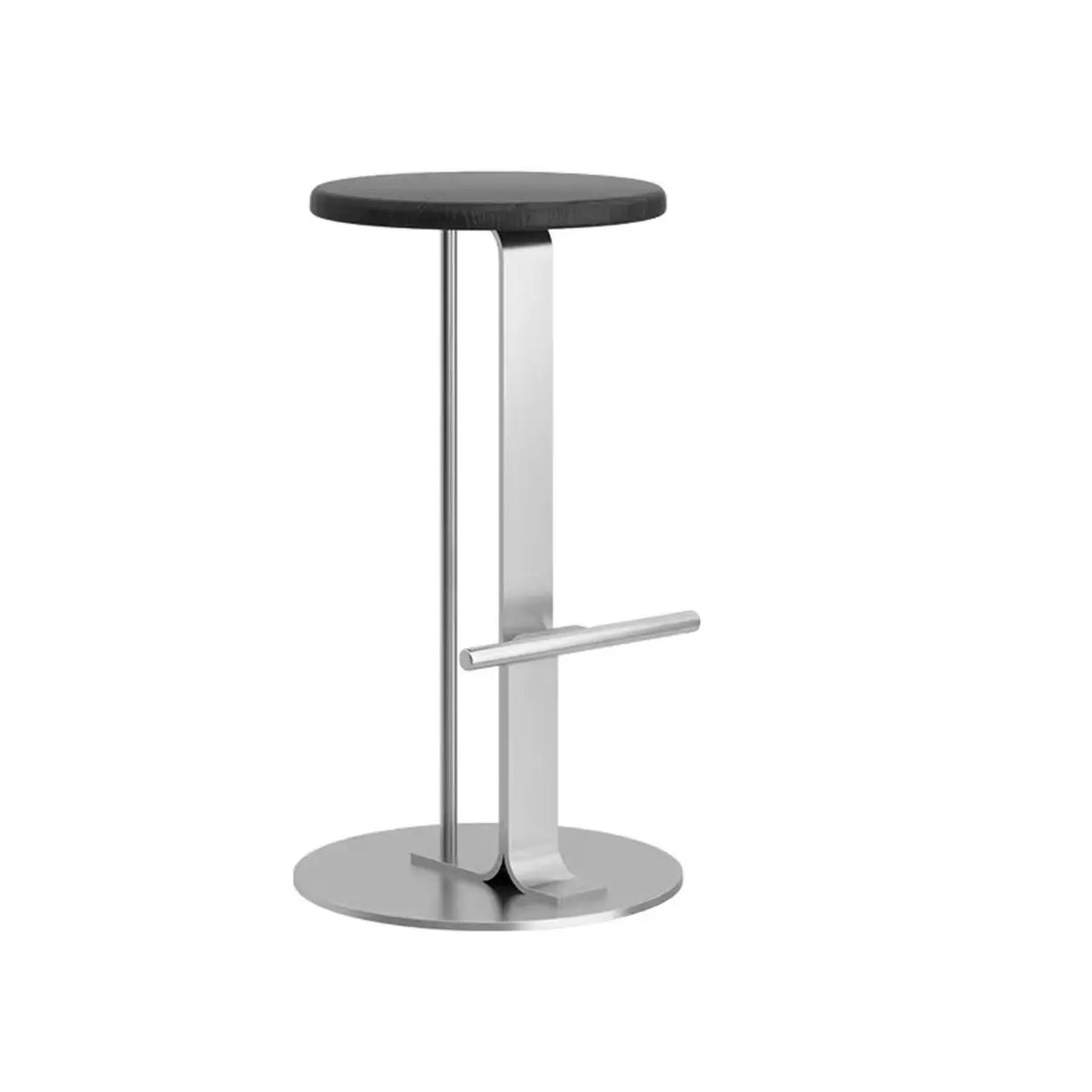 Metal Frame Round Backless Bar Stool with Footrest Image - 2
