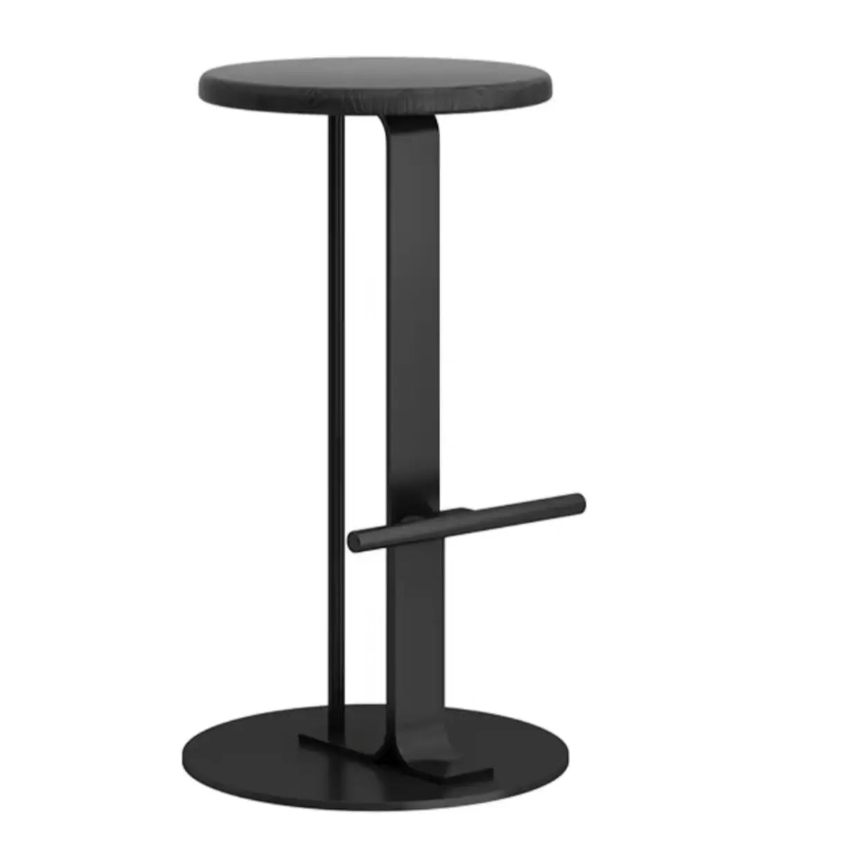 Metal Frame Round Backless Bar Stool with Footrest Image - 7