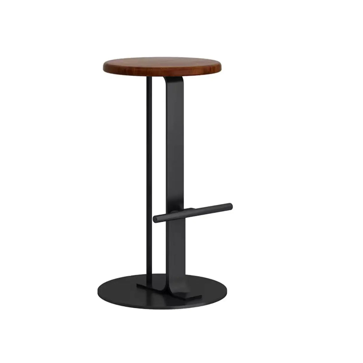 Metal Frame Round Backless Bar Stool with Footrest Image - 9