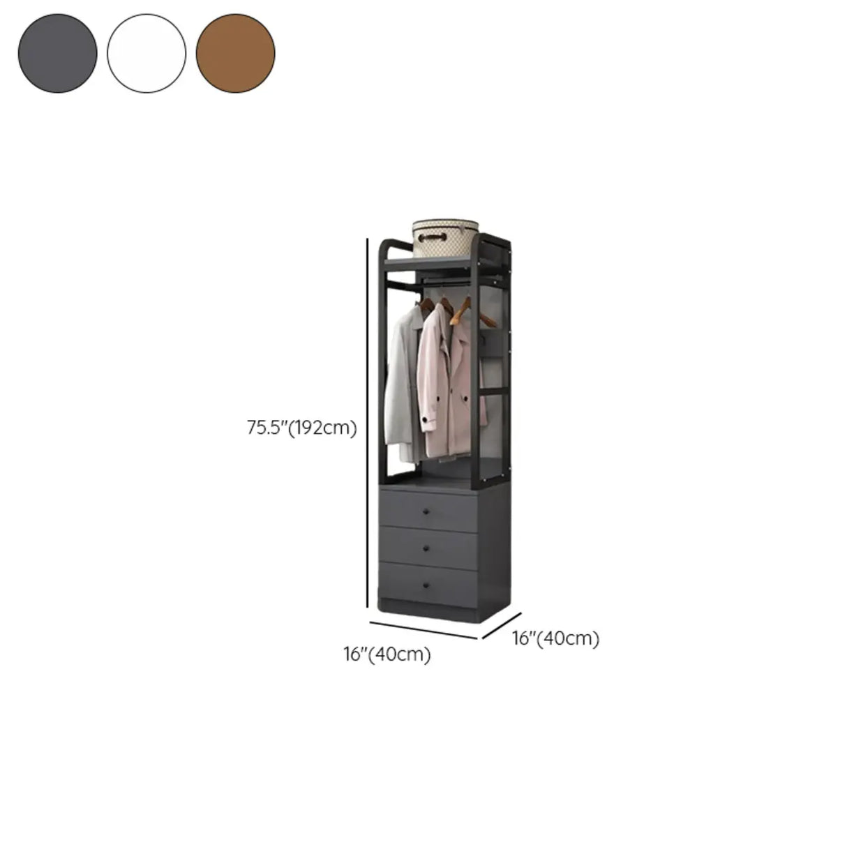 Metal Frame Shelves Brown Drawers Open Storage Hall Tree Image - 37