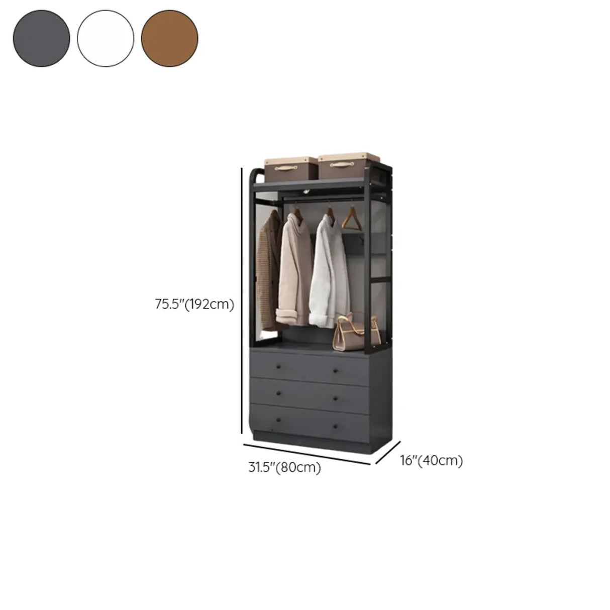 Metal Frame Shelves Brown Drawers Open Storage Hall Tree Image - 41