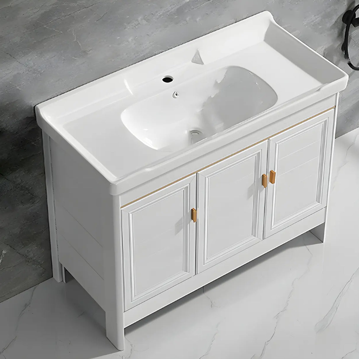 Metal Frame White 2 Doors Sink Freestanding Bathroom Vanity Image - 11