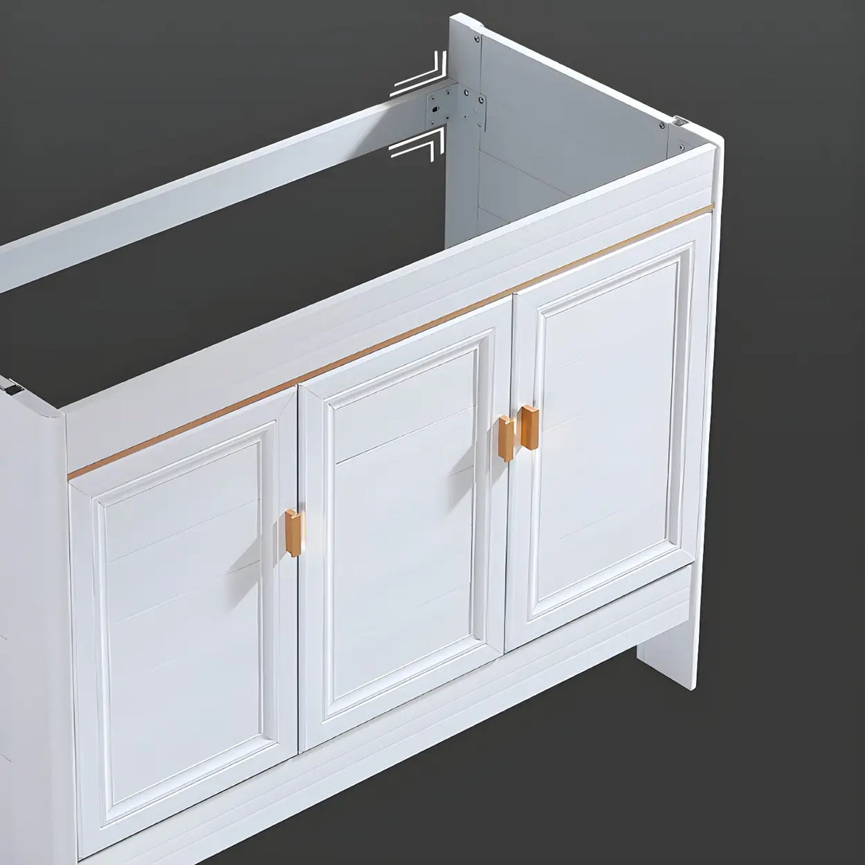 Metal Frame White 2 Doors Sink Freestanding Bathroom Vanity Image - 14