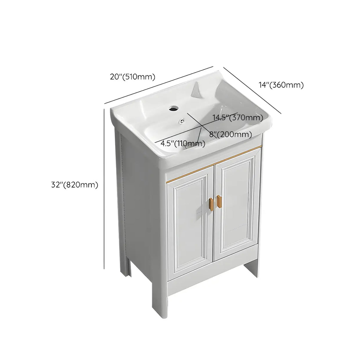 Metal Frame White 2 Doors Sink Freestanding Bathroom Vanity Image - 19