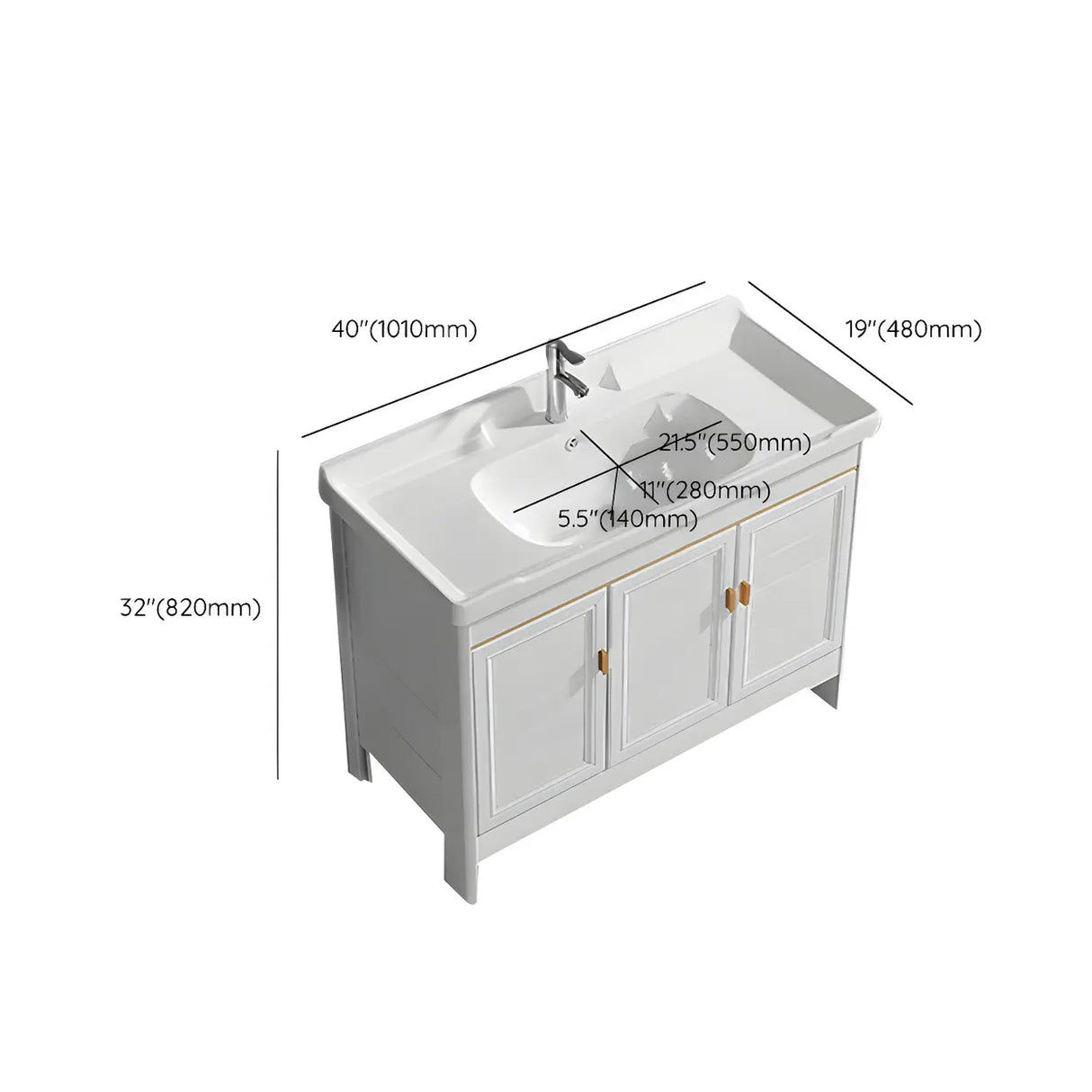Metal Frame White 2 Doors Sink Freestanding Bathroom Vanity Image - 30