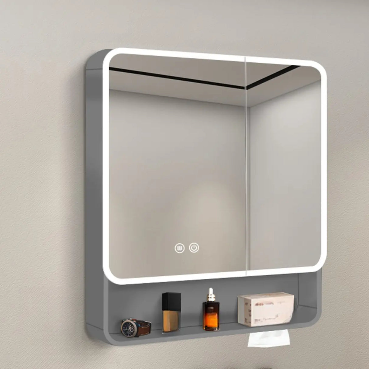 Metal Frameless White Large Storage Mirror Medicine Cabinet Image - 15