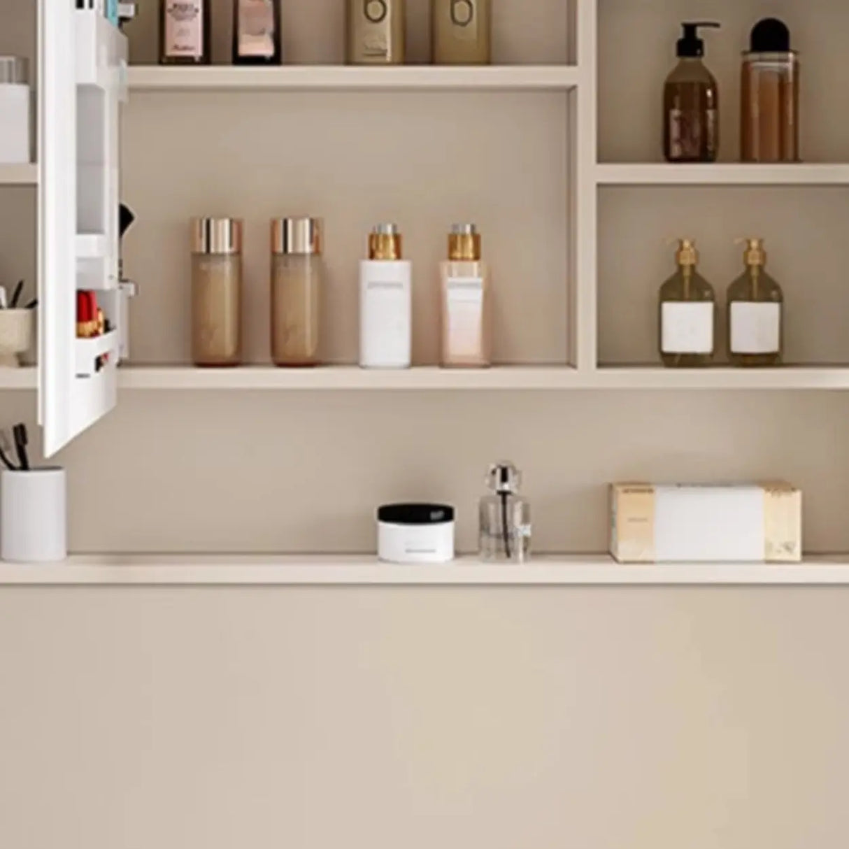 Metal Frameless White Large Storage Mirror Medicine Cabinet Image - 16