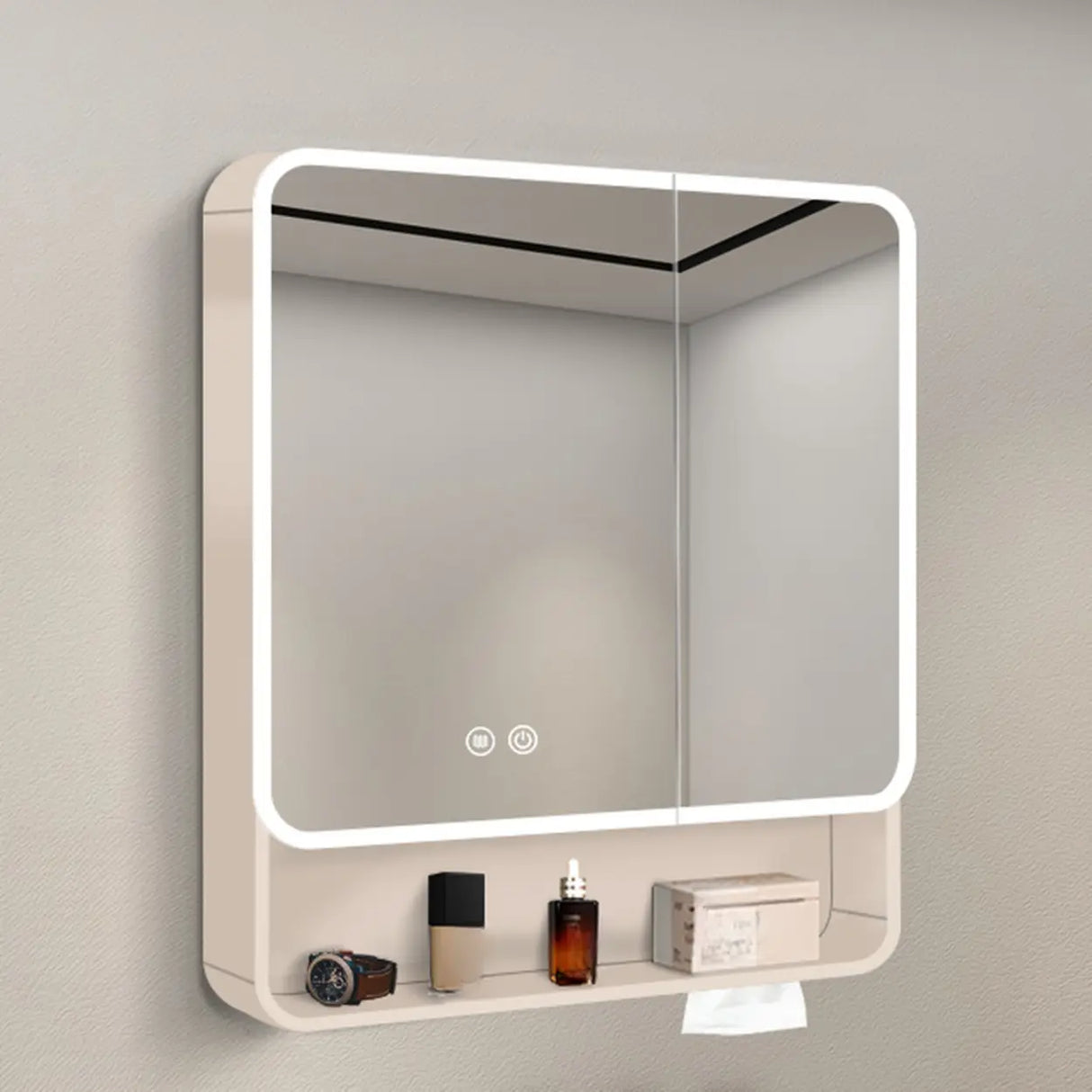 Metal Frameless White Large Storage Mirror Medicine Cabinet Image - 18