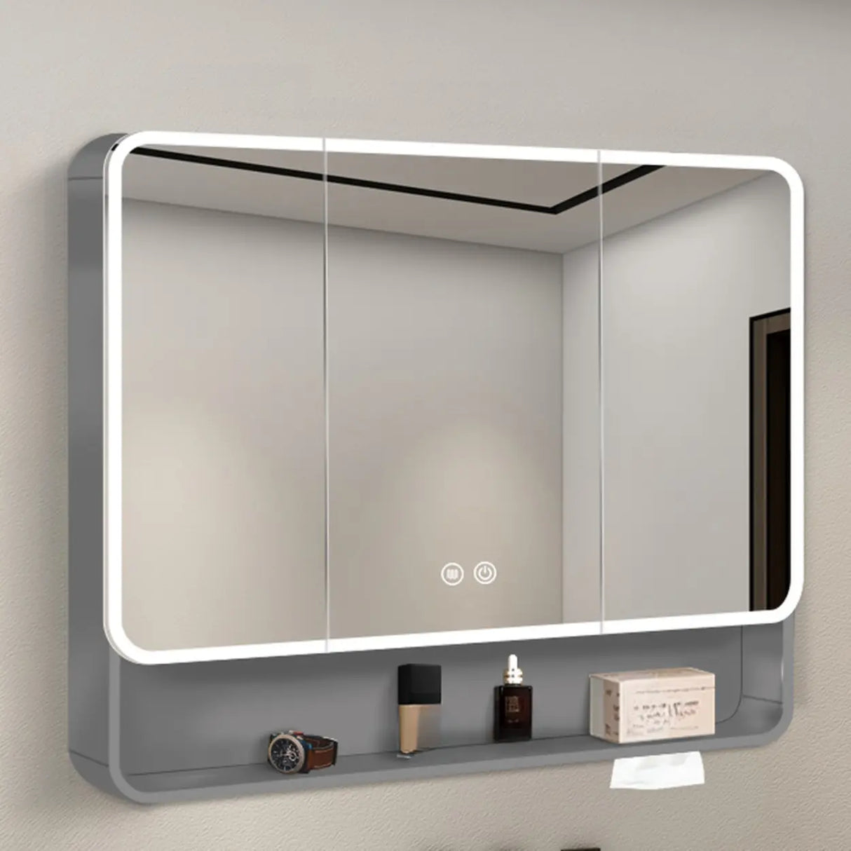 Metal Frameless White Large Storage Mirror Medicine Cabinet Image - 20