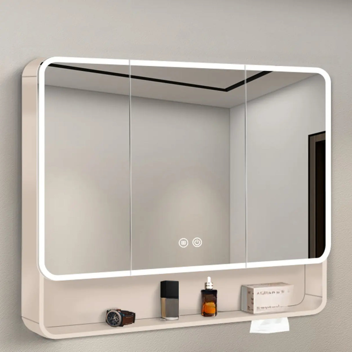 Metal Frameless White Large Storage Mirror Medicine Cabinet Image - 21