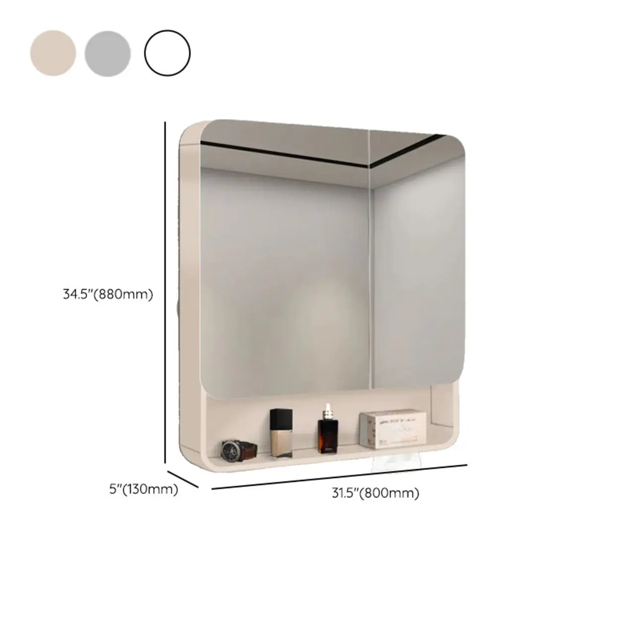 Metal Frameless White Large Storage Mirror Medicine Cabinet Image - 23