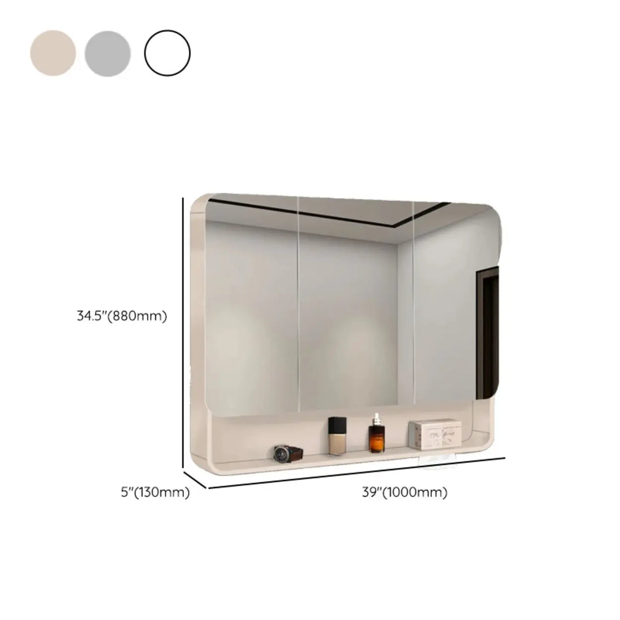 Metal Frameless White Large Storage Mirror Medicine Cabinet Image - 24