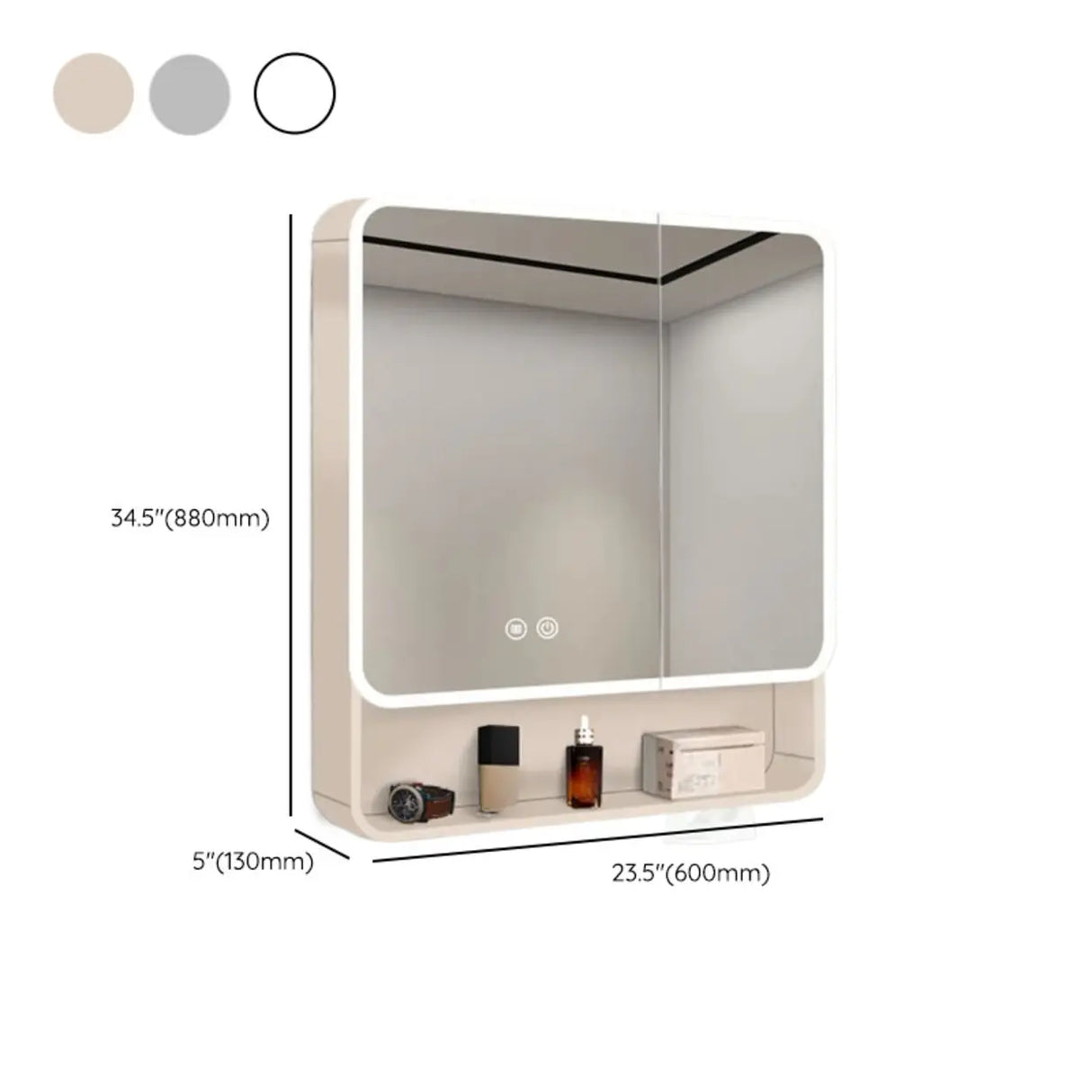 Metal Frameless White Large Storage Mirror Medicine Cabinet Image - 25