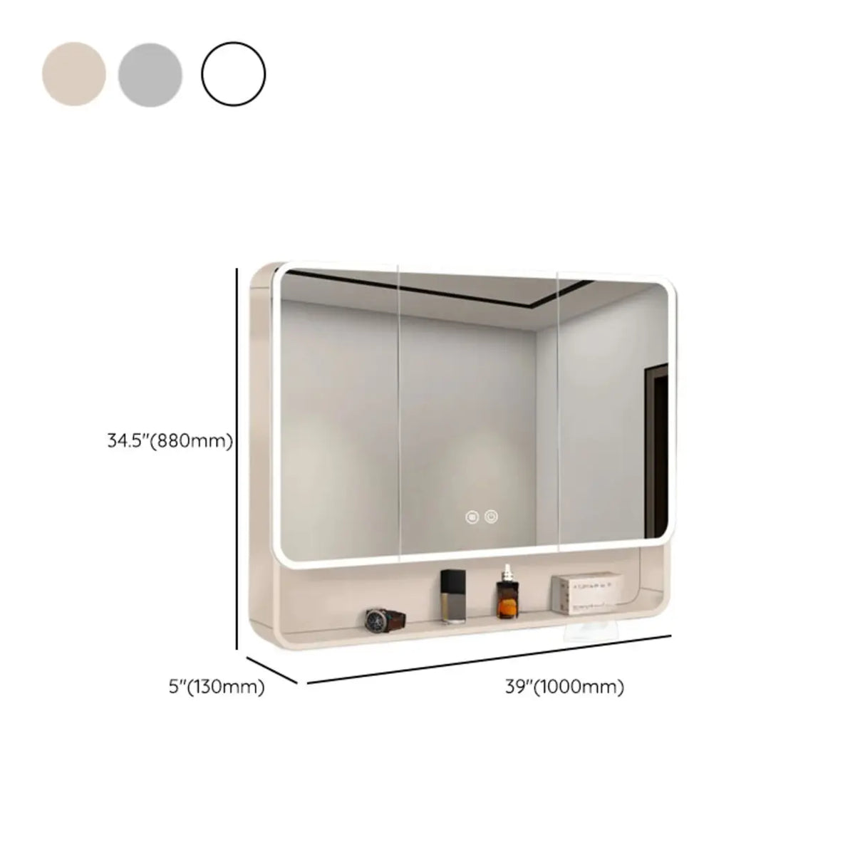 Metal Frameless White Large Storage Mirror Medicine Cabinet Image - 27