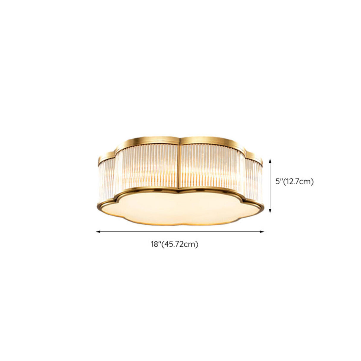 Metal Gold Flower Drum Semi-Flush Mount Ceiling Light