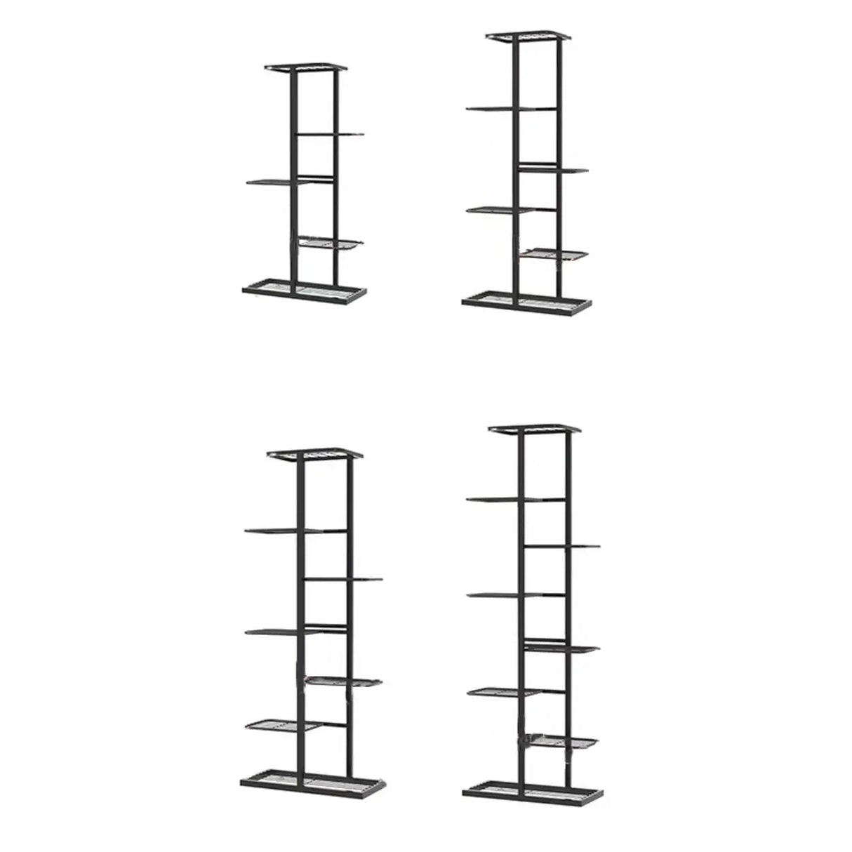 Metal Rectangle Tiered Floor Plant Stand with Wheels Image - 8