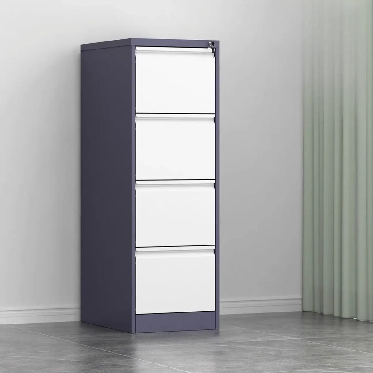 Metal White Lockable Storage Vertical Filing Cabinet Image - 11