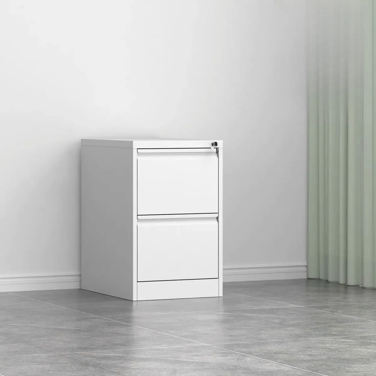 Metal White Lockable Storage Vertical Filing Cabinet Image - 2