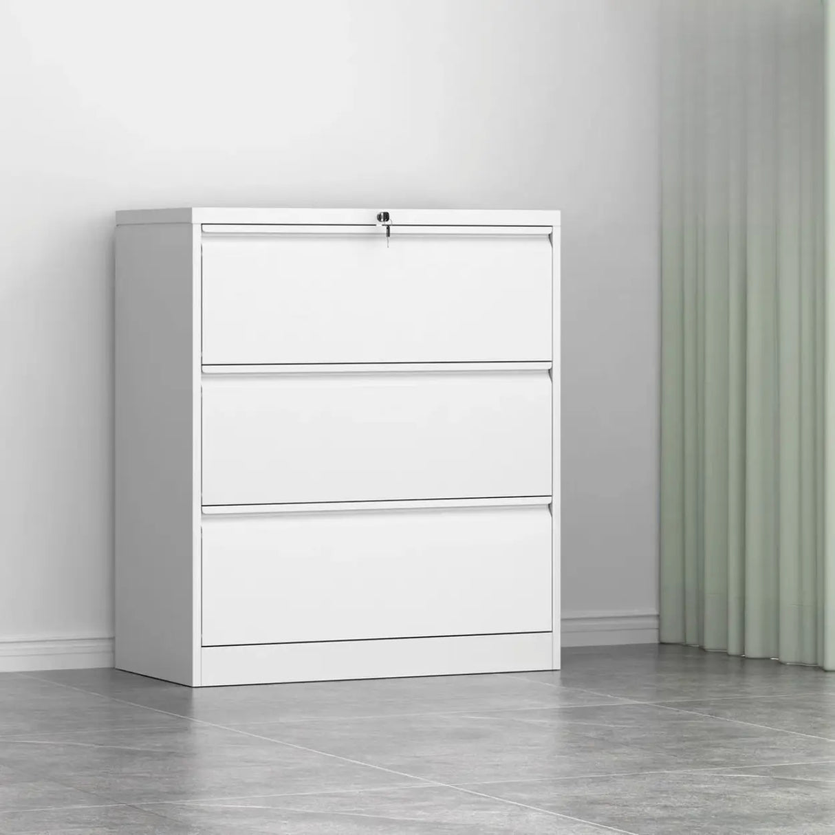 Metal White Lockable Storage Vertical Filing Cabinet Image - 20