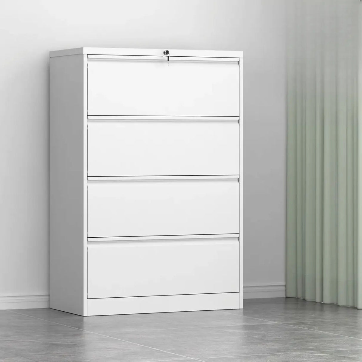 Metal White Lockable Storage Vertical Filing Cabinet Image - 21