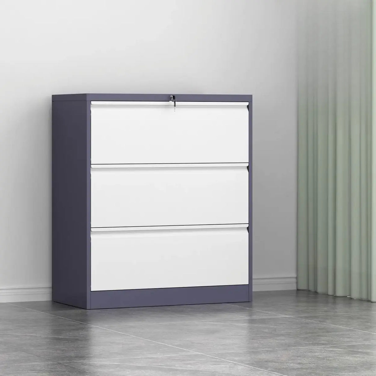 Metal White Lockable Storage Vertical Filing Cabinet Image - 23