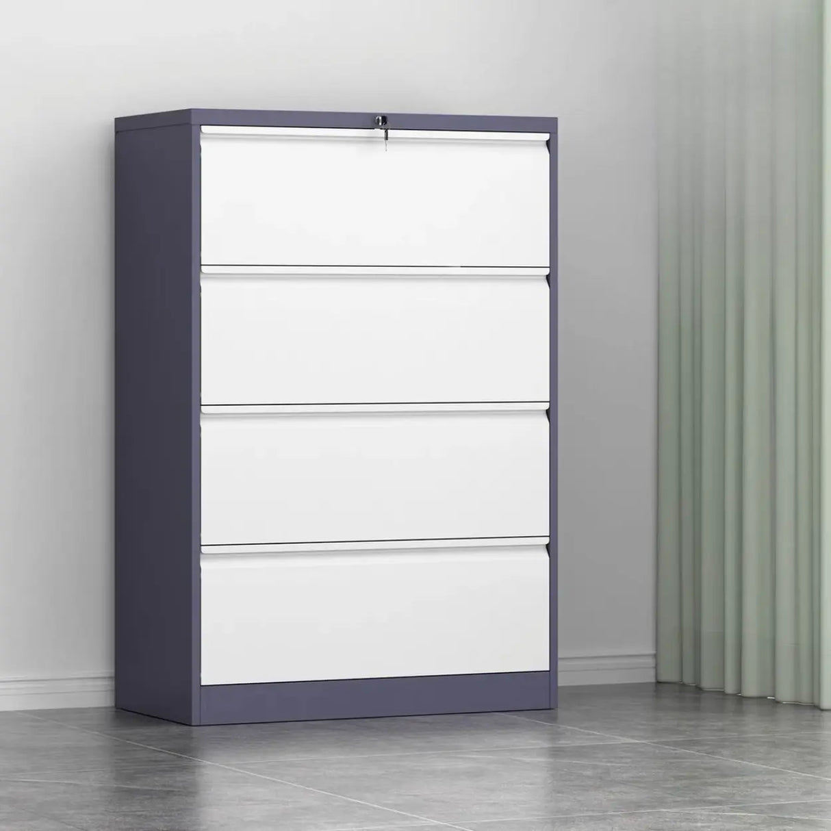 Metal White Lockable Storage Vertical Filing Cabinet Image - 24