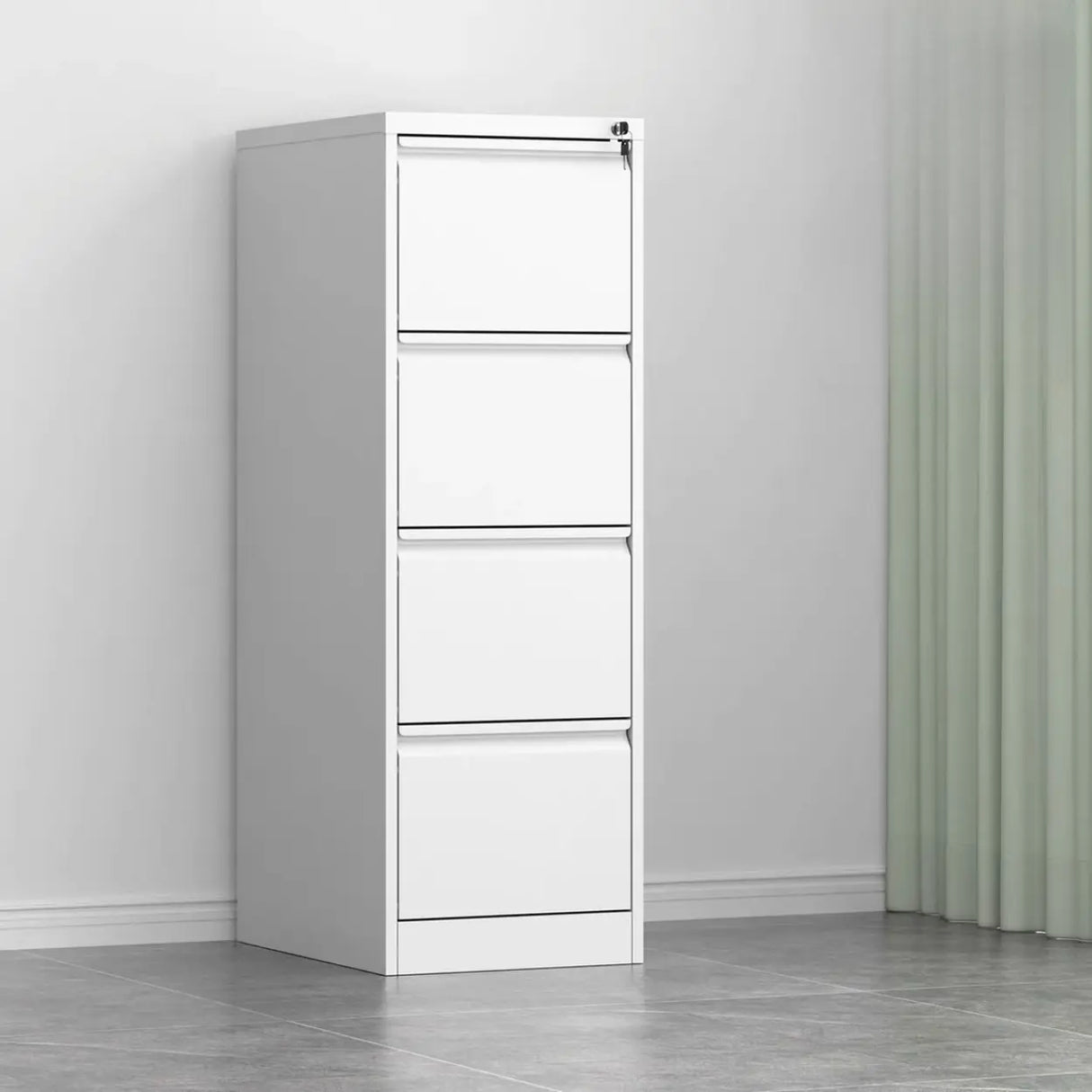 Metal White Lockable Storage Vertical Filing Cabinet Image - 5