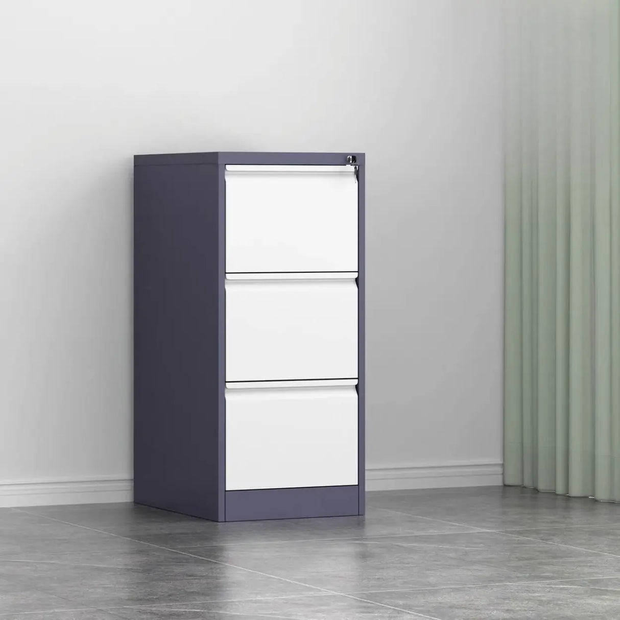 Metal White Lockable Storage Vertical Filing Cabinet Image - 9