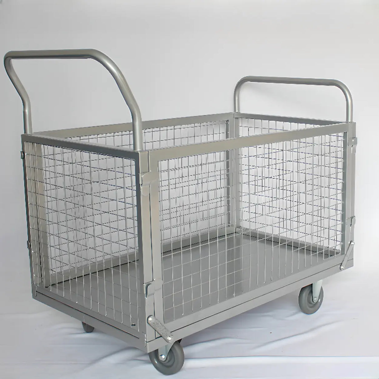 Metallic Multi-Purpose Adult Fold-up Cart with Handle and Toolbox Image - 1